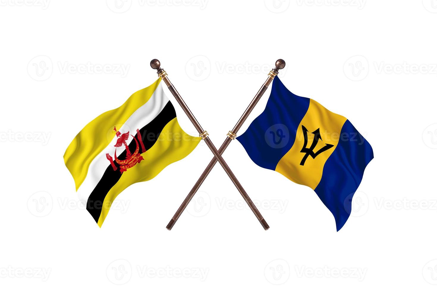 brunei gegen barbados zwei länderflaggen foto