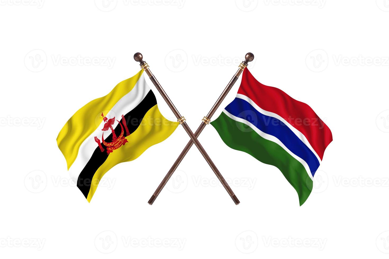 brunei gegen die gambia zwei länderflaggen foto