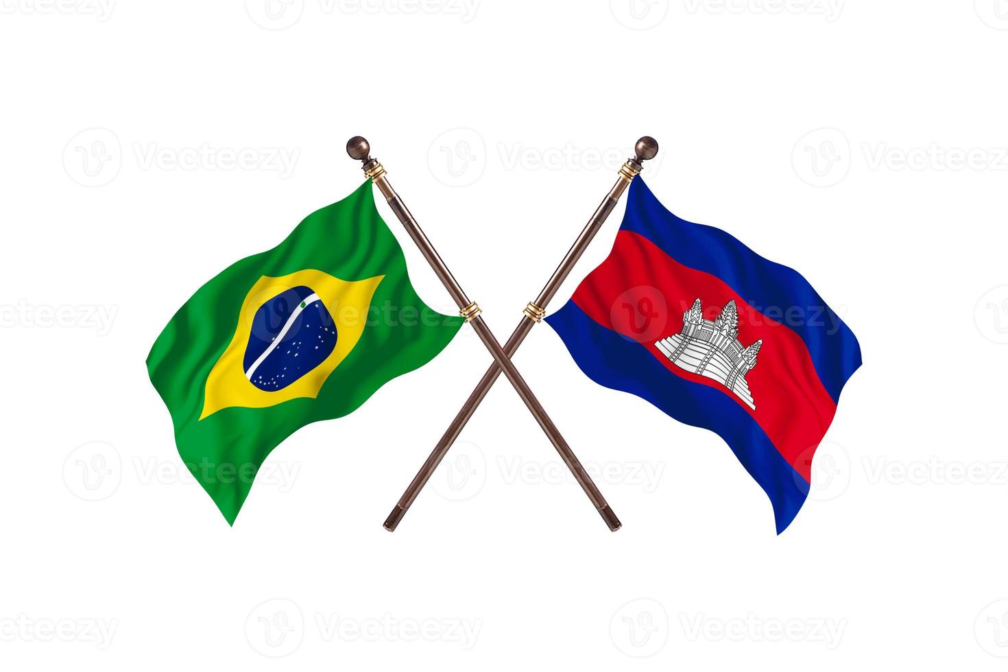 brasilien gegen kambodscha zwei landesflaggen foto