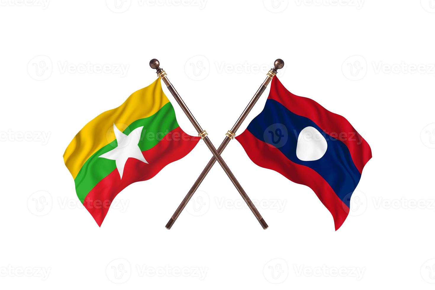 birma gegen laos zwei landesflaggen foto