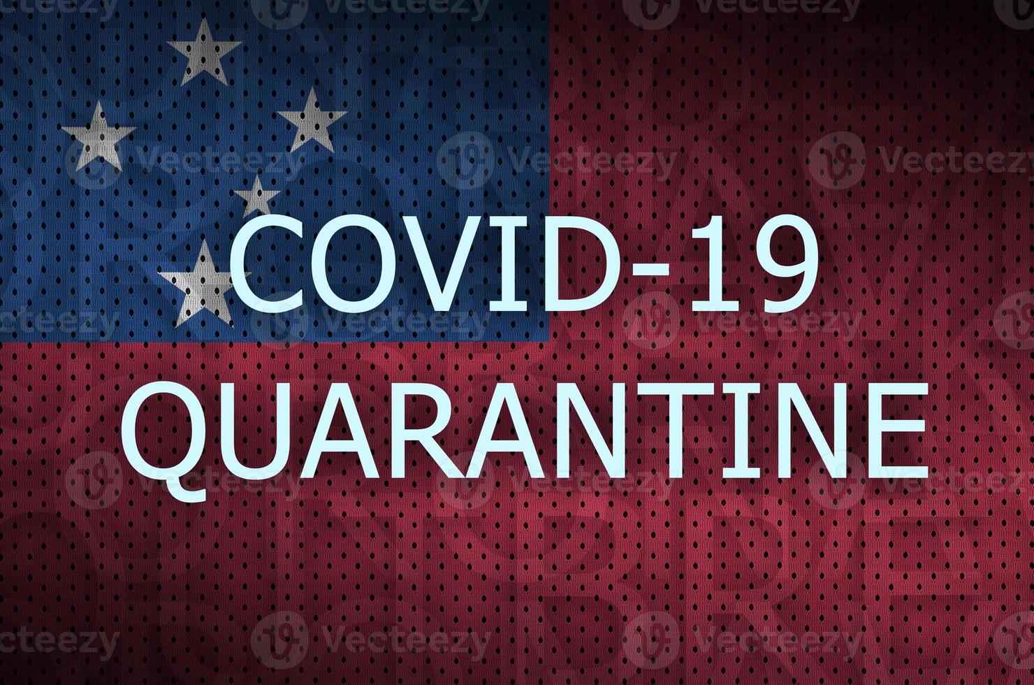 samoa-flagge und covid-19-quarantäneaufschrift. Coronavirus oder 2019-ncov-Virus foto
