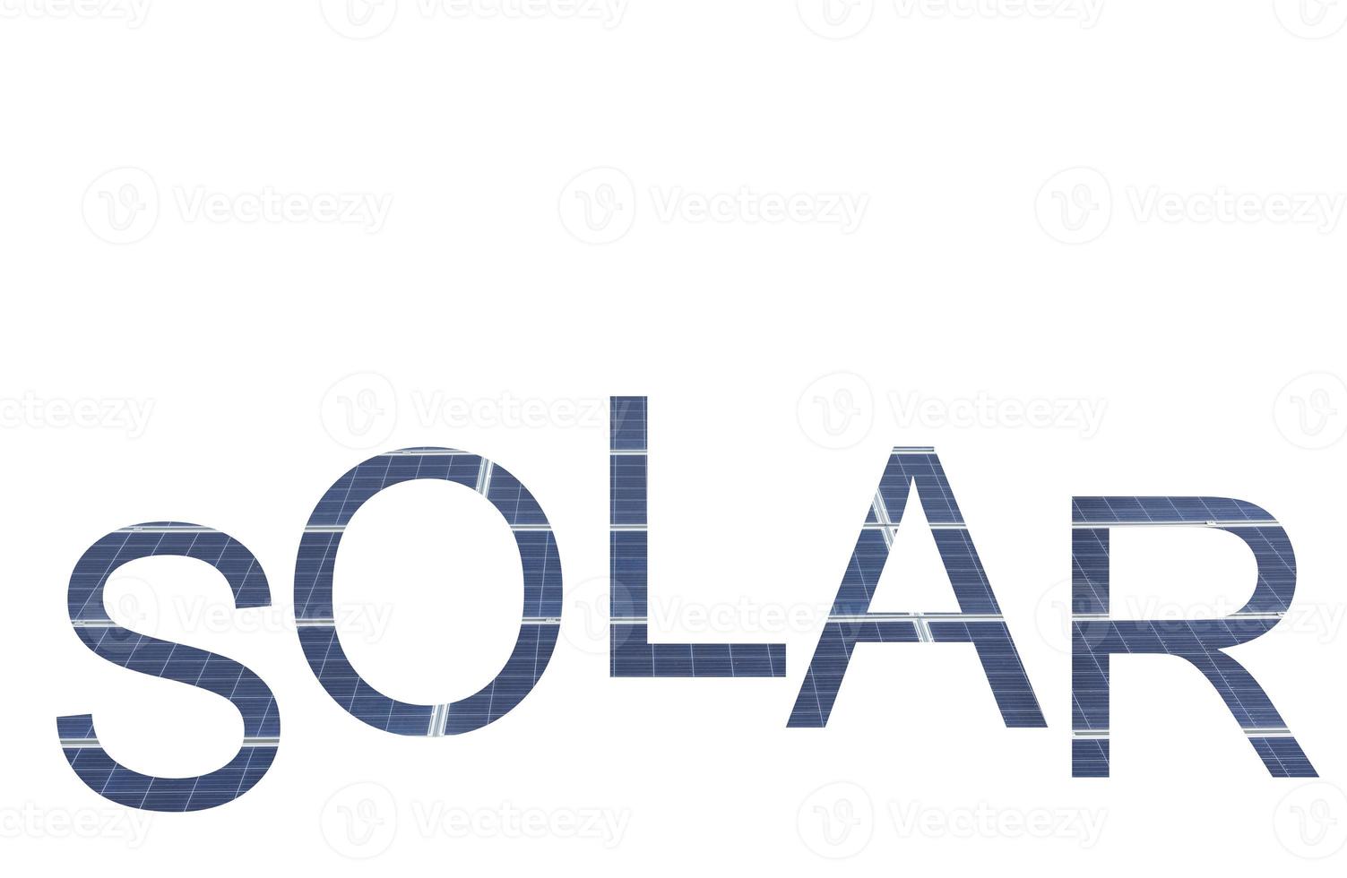 Solarpanel-Textur, Solar-Alphabet-Icons mit weißem Hintergrund. foto