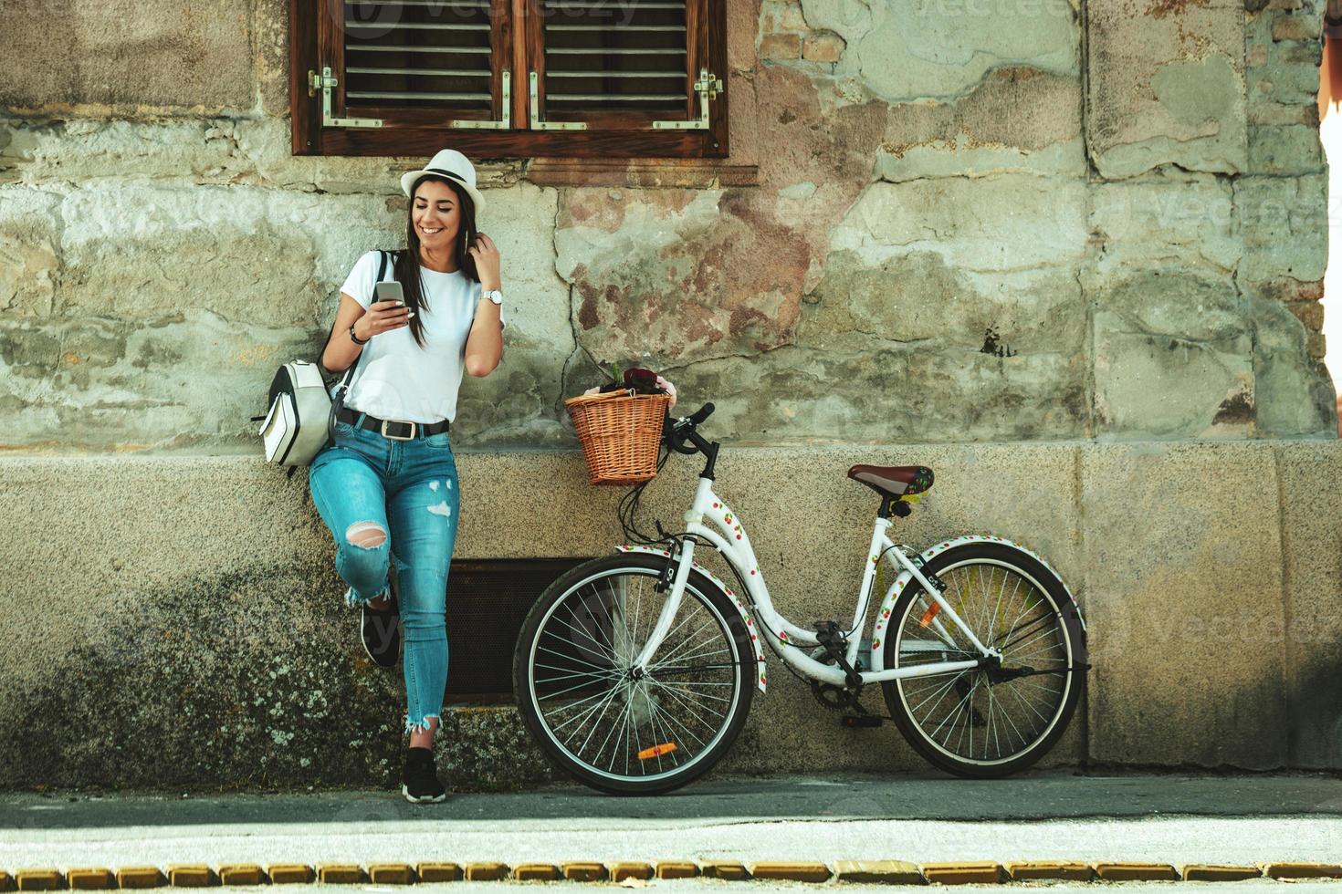 glückliche Zeit während des Radfahrens foto