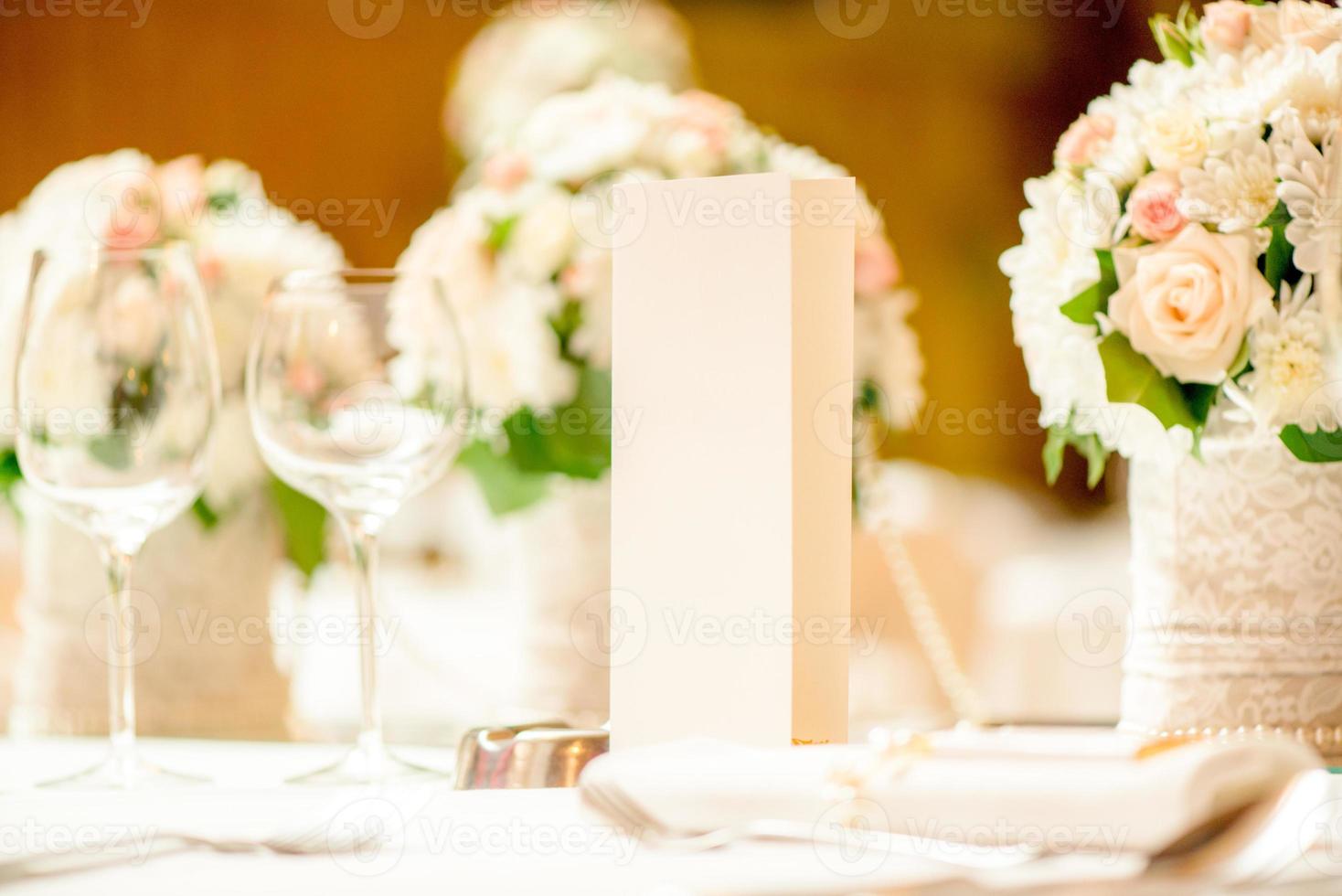 Tischset für Hochzeitsfeier foto