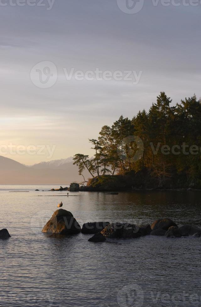 seelandschaft mit blick auf die olympischen berge foto