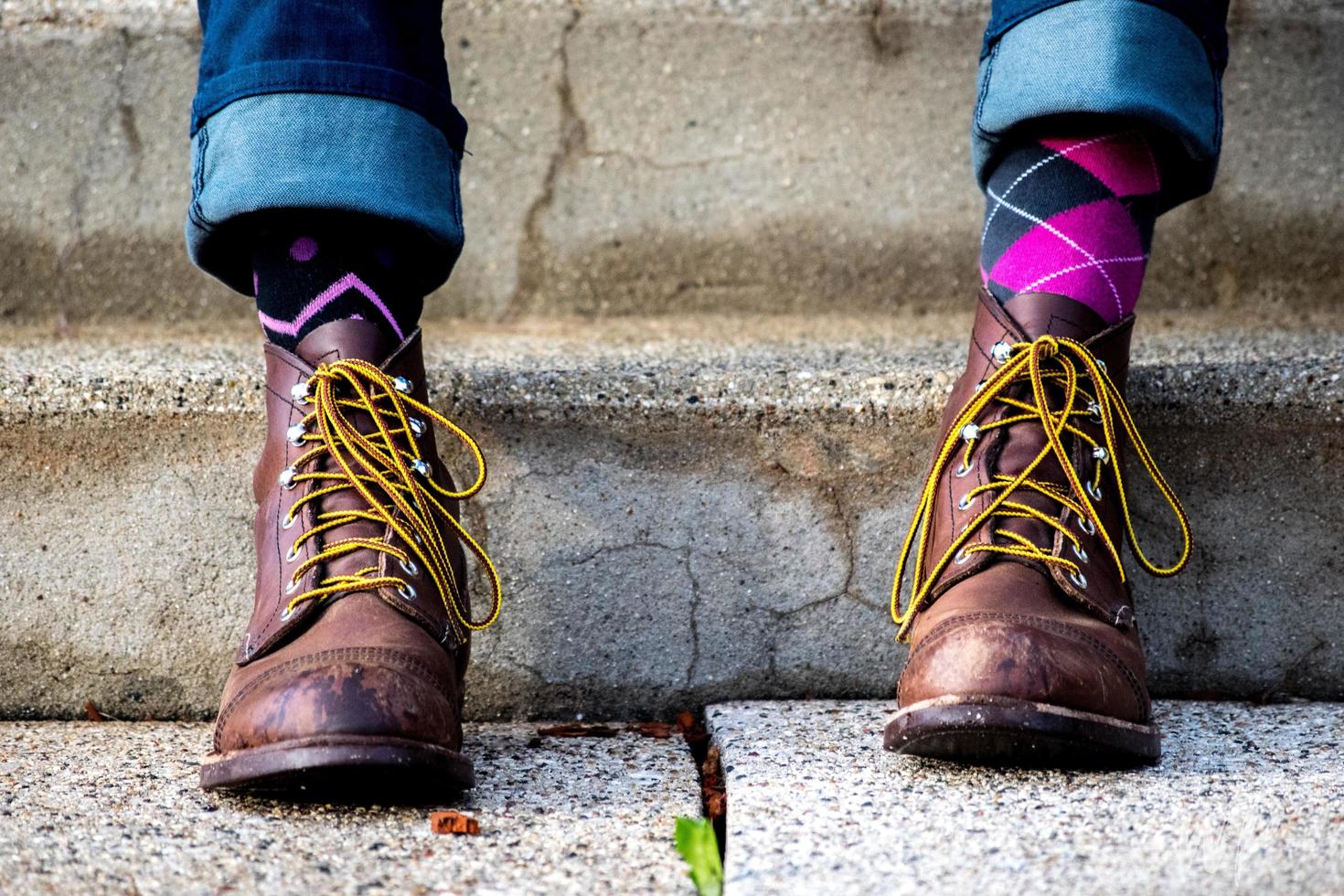 Stiefel mit lustigen Socken foto