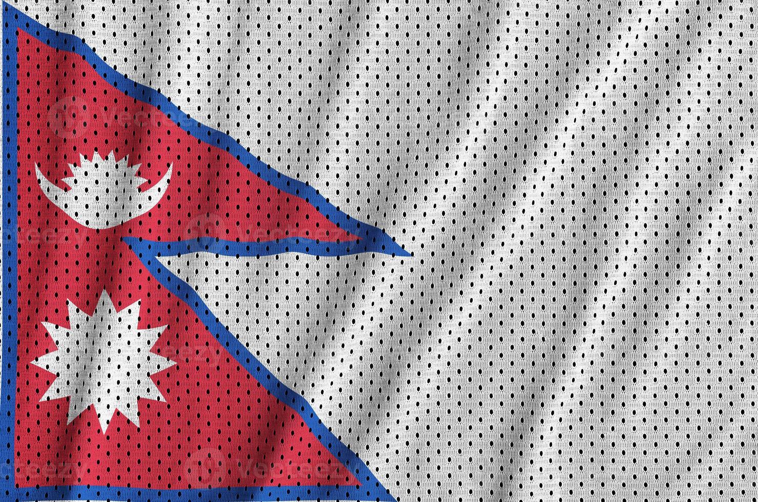 Nepal-Flagge gedruckt auf einem Polyester-Nylon-Sportswear-Mesh-Gewebe m foto