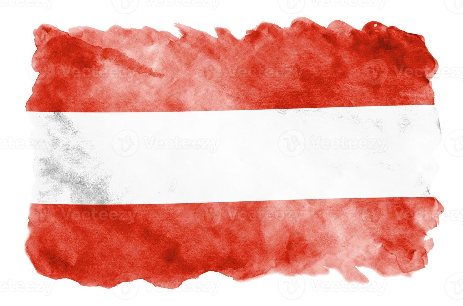 Österreich-Flagge ist in flüssigem Aquarellstil isoliert auf weißem Hintergrund dargestellt foto