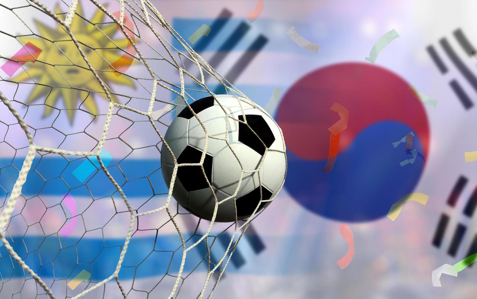 fußballpokalwettbewerb zwischen dem nationalen uruguay und dem nationalen südkorea. foto