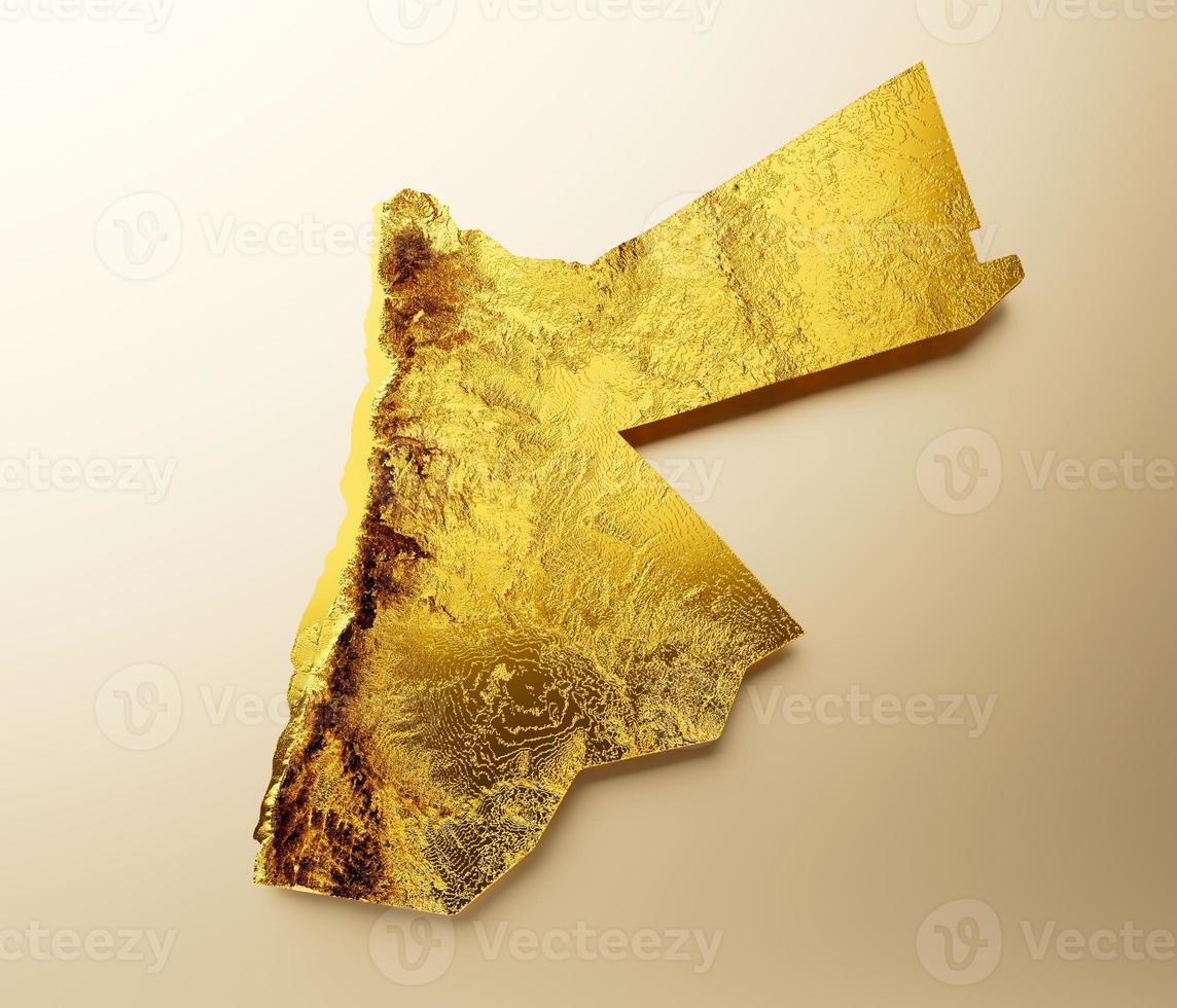 jordanien karte goldene metallfarbe höhe kartenhintergrund 3d illustration foto