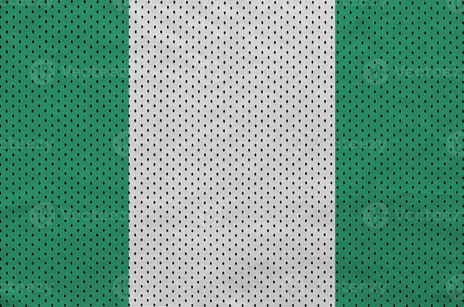 Nigeria-Flagge gedruckt auf einem Polyester-Nylon-Sportswear-Mesh-Gewebe foto