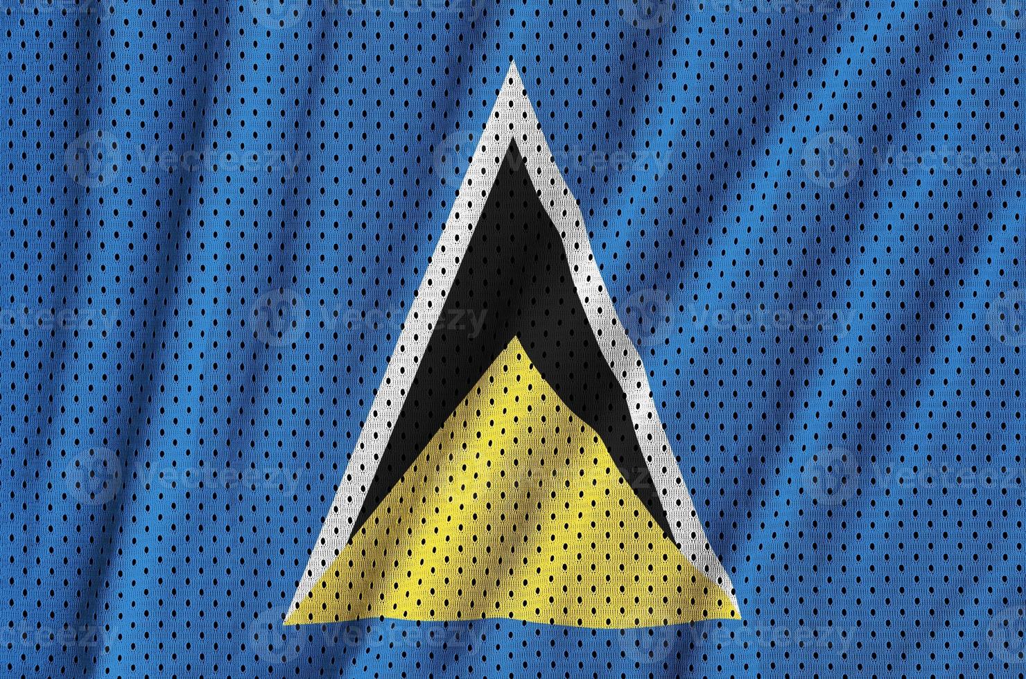 Sankt-Lucia-Flagge gedruckt auf einem Sportswear-Mesh aus Polyester-Nylon foto