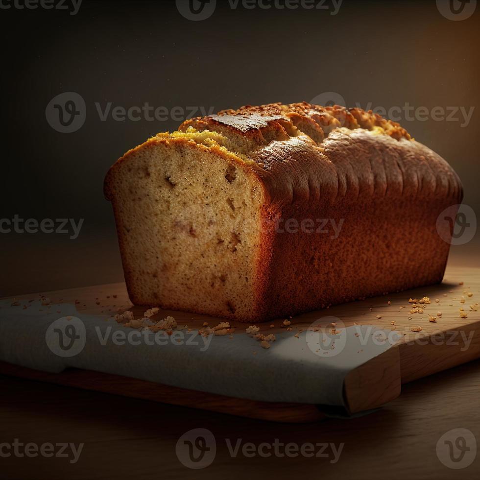 Gesundes Bananenbrot oder Kuchen zum Frühstück foto