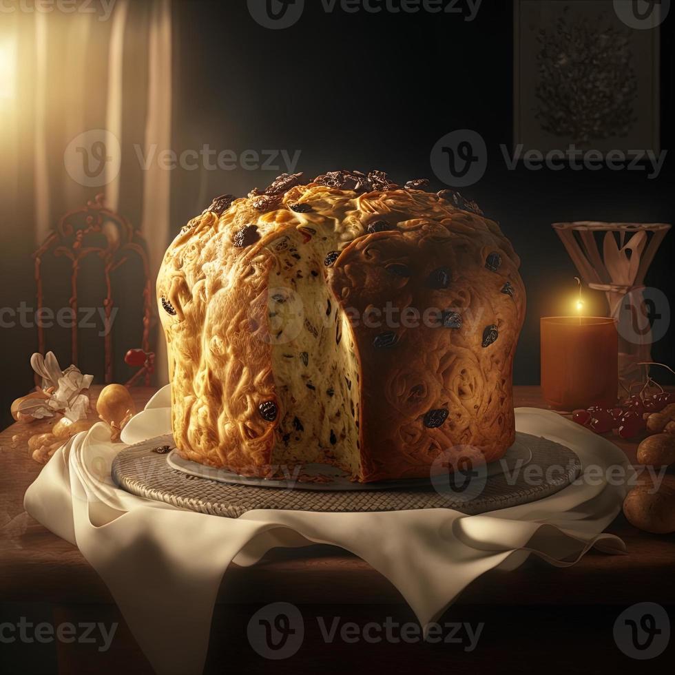 Panettone ist das traditionelle italienische Dessert zu Weihnachten foto