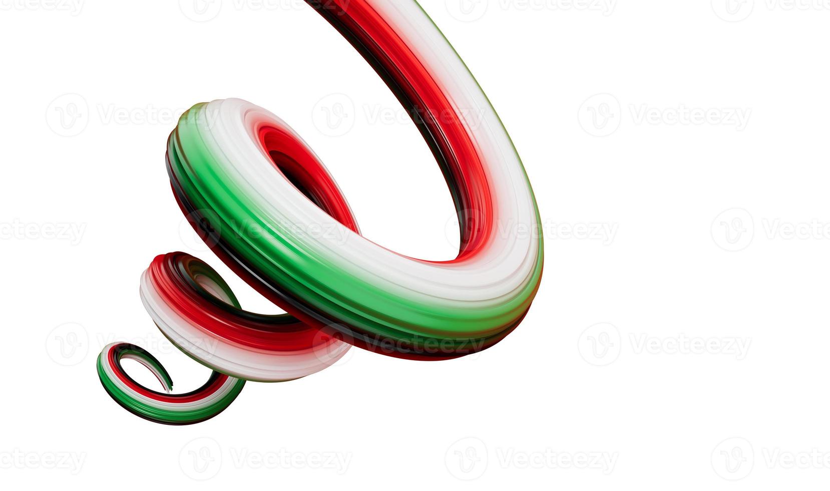 schwenkende bandspirale mit flagge der vereinigten arabischen emirate. unabhängigkeitstag 3d-illustration foto