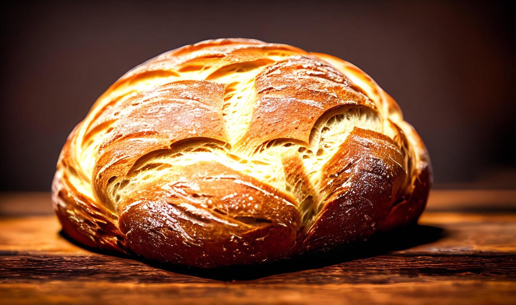 Ofen - traditionelles frisches heißes gekochtes Brot. Brot aus nächster Nähe schießen. foto