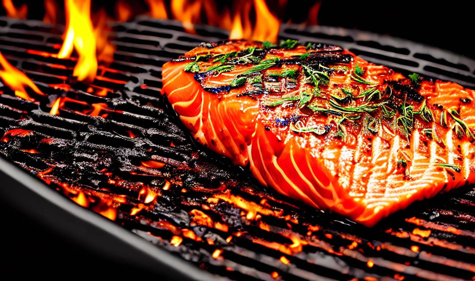 gegrillter Lachs. gesundes essen gebackener lachs. heißes Fischgericht. foto