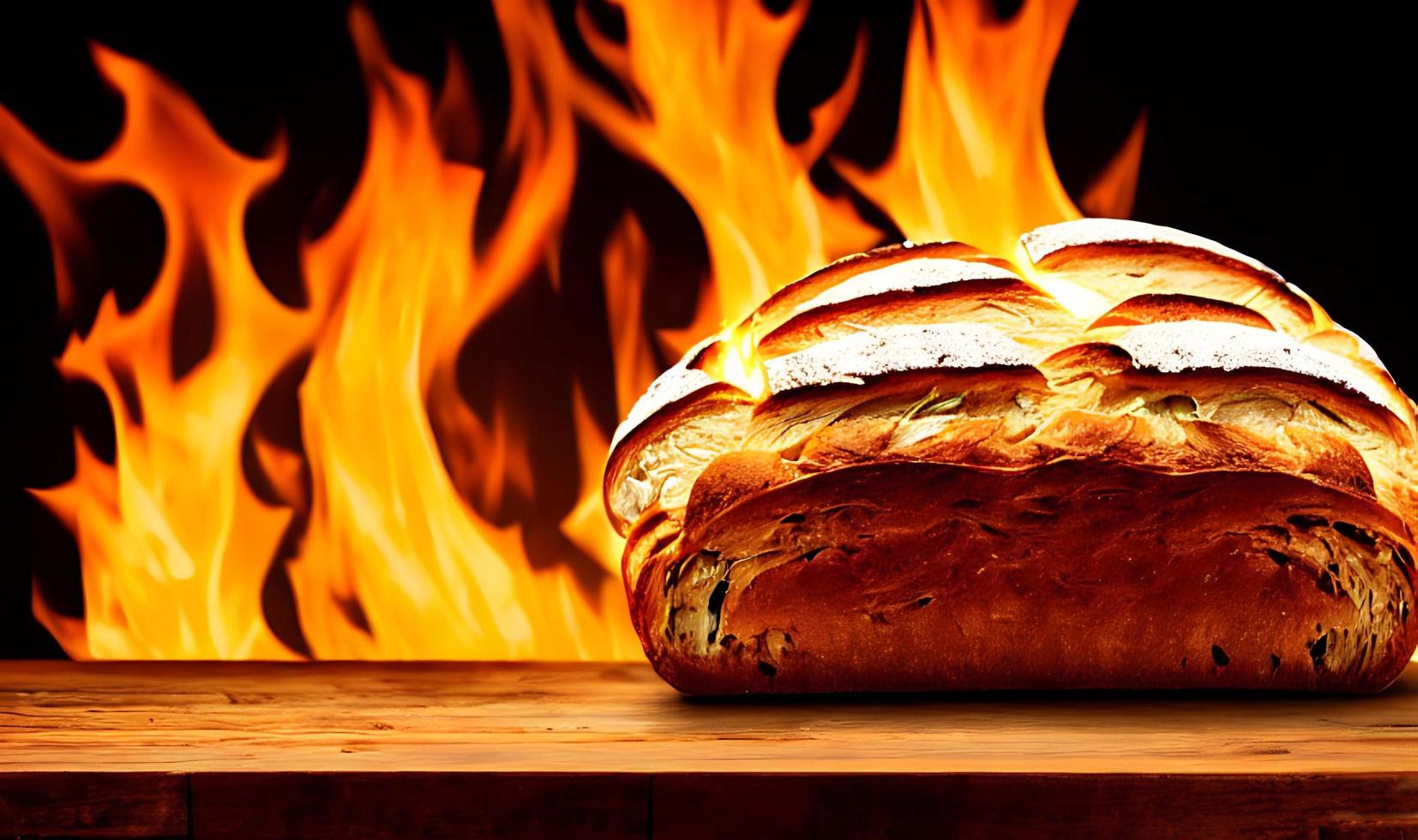 Ofen - traditionelles frisches heißes gekochtes Brot. Brot aus nächster Nähe schießen. foto