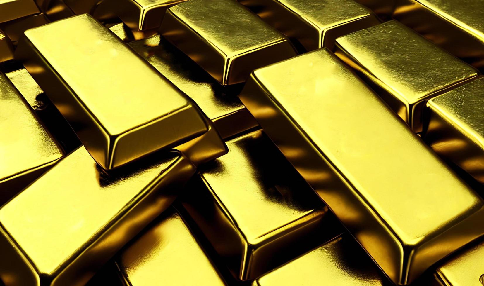 Goldbarren. Stapel Goldbarren, Finanzkonzepte. foto