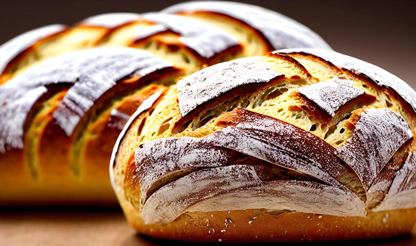 Ofen - traditionelles frisches heißes gekochtes Brot. Brot aus nächster Nähe schießen. foto