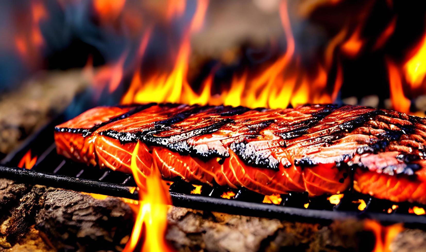 gegrillter Lachs. gesundes essen gebackener lachs. heißes Fischgericht. foto