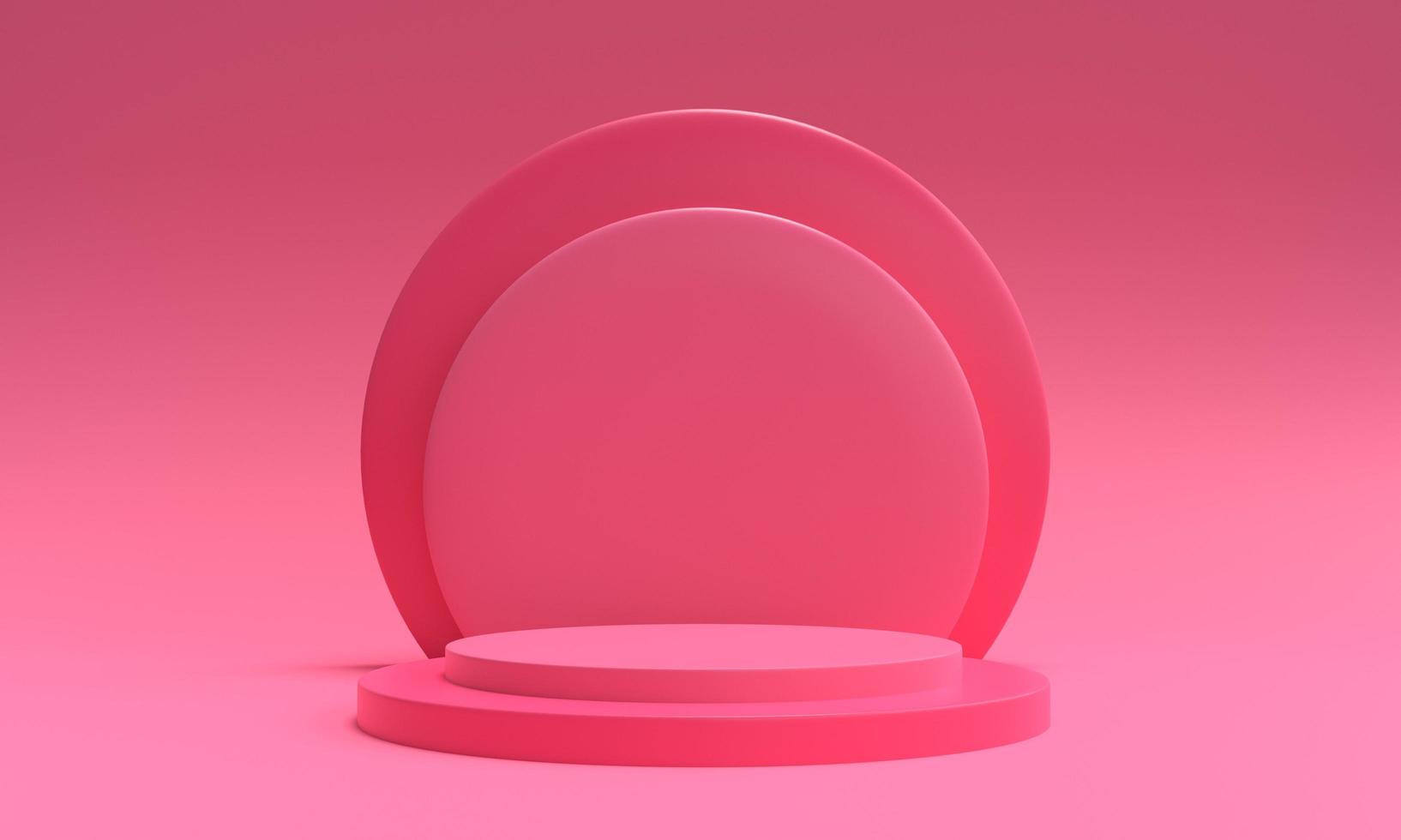 abstrakter 3D-rosa Hintergrund. 3D-Rendering mit Podium. Minimale Szene. foto