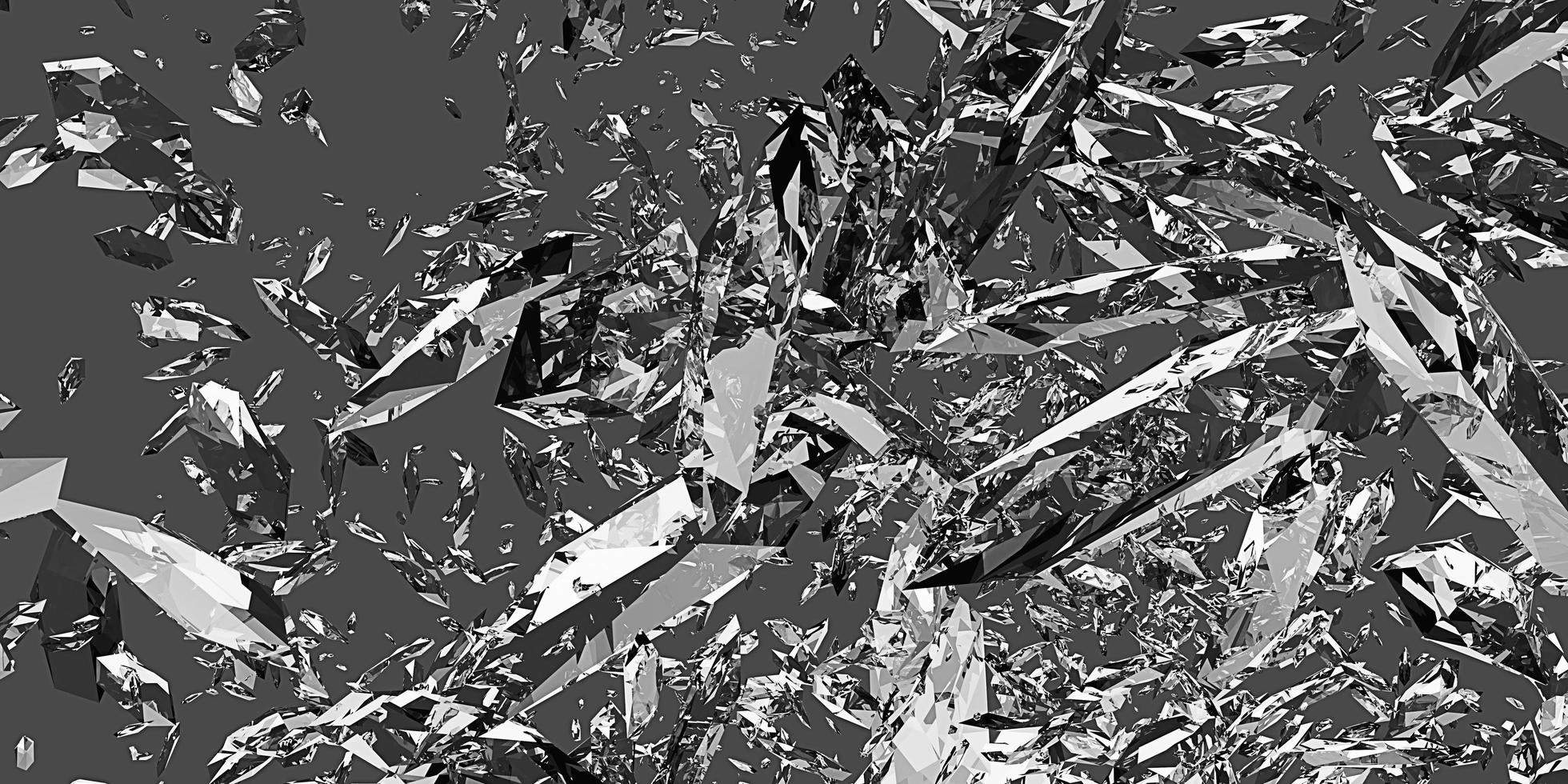 zerbrochenes glas zerbrochenes glas staubpartikel explosionsfragmente verstreuter hintergrund 3d illustration foto