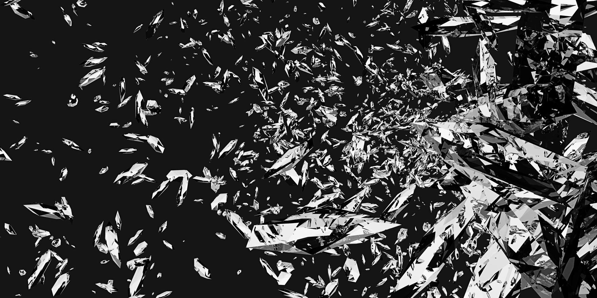 zerbrochenes glas zerbrochenes glas staubpartikel explosionsfragmente verstreuter hintergrund 3d illustration foto