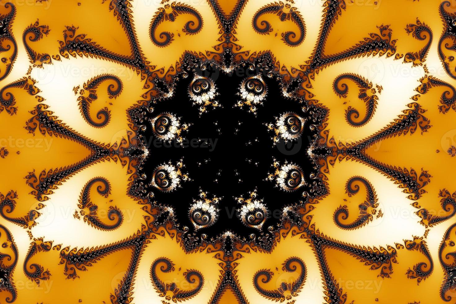 3D-Darstellung eines Kaleidoskops Zoom in die unendliche mathematische Mandelbrot-Menge fraktal. foto