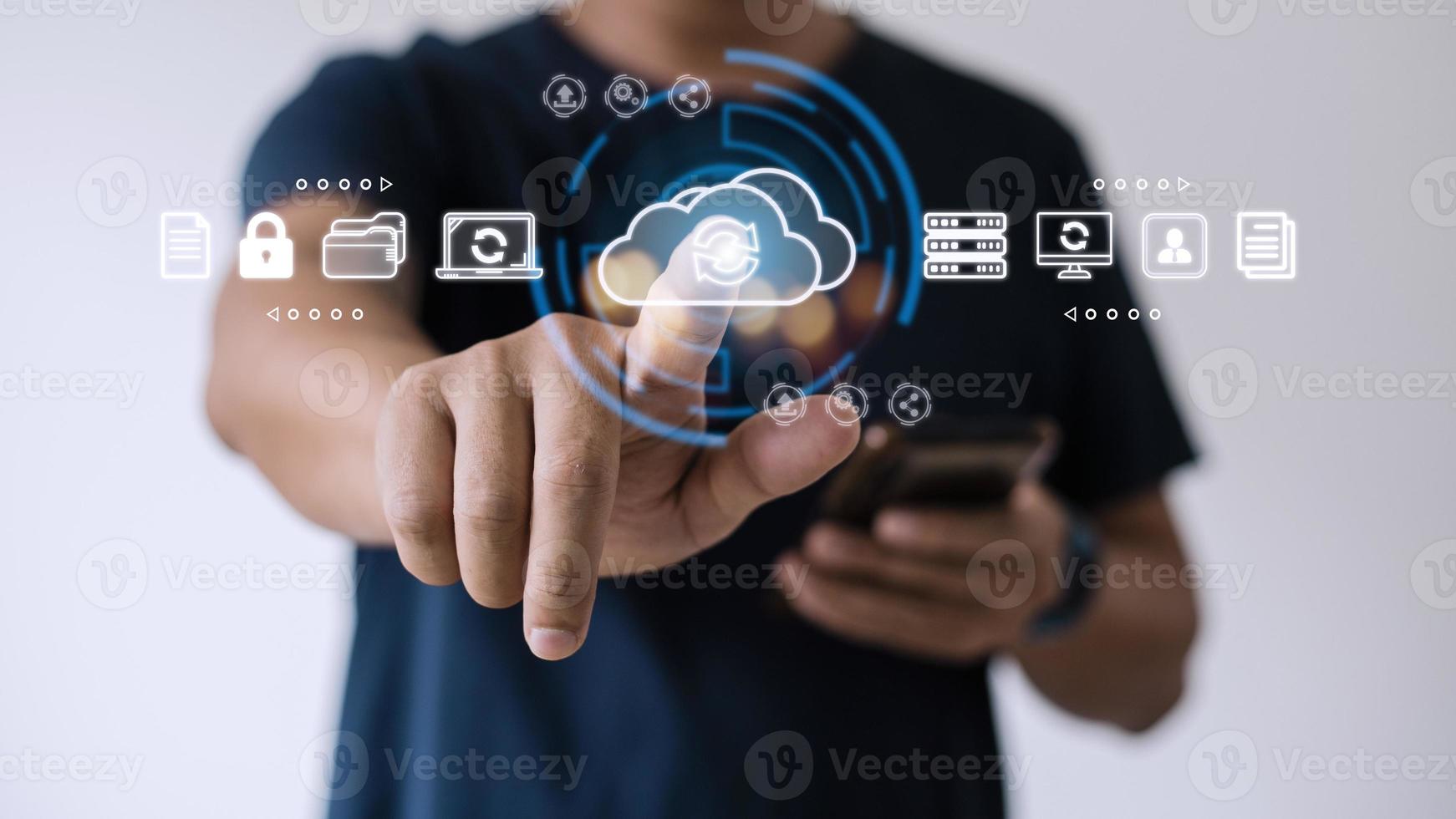Cloud-Technologie-Konzept. Rechendatenspeicherung. Software-Infrastruktur. foto