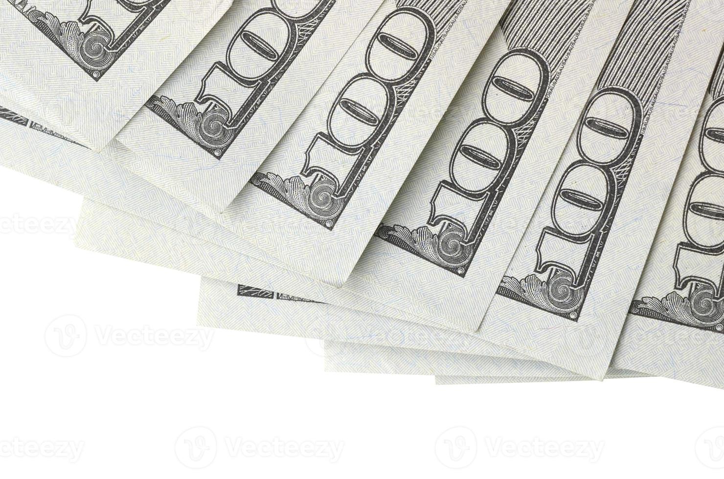 Dollar-Scheine. amerikanisches geld lokalisiert auf weiß mit kopienraum foto