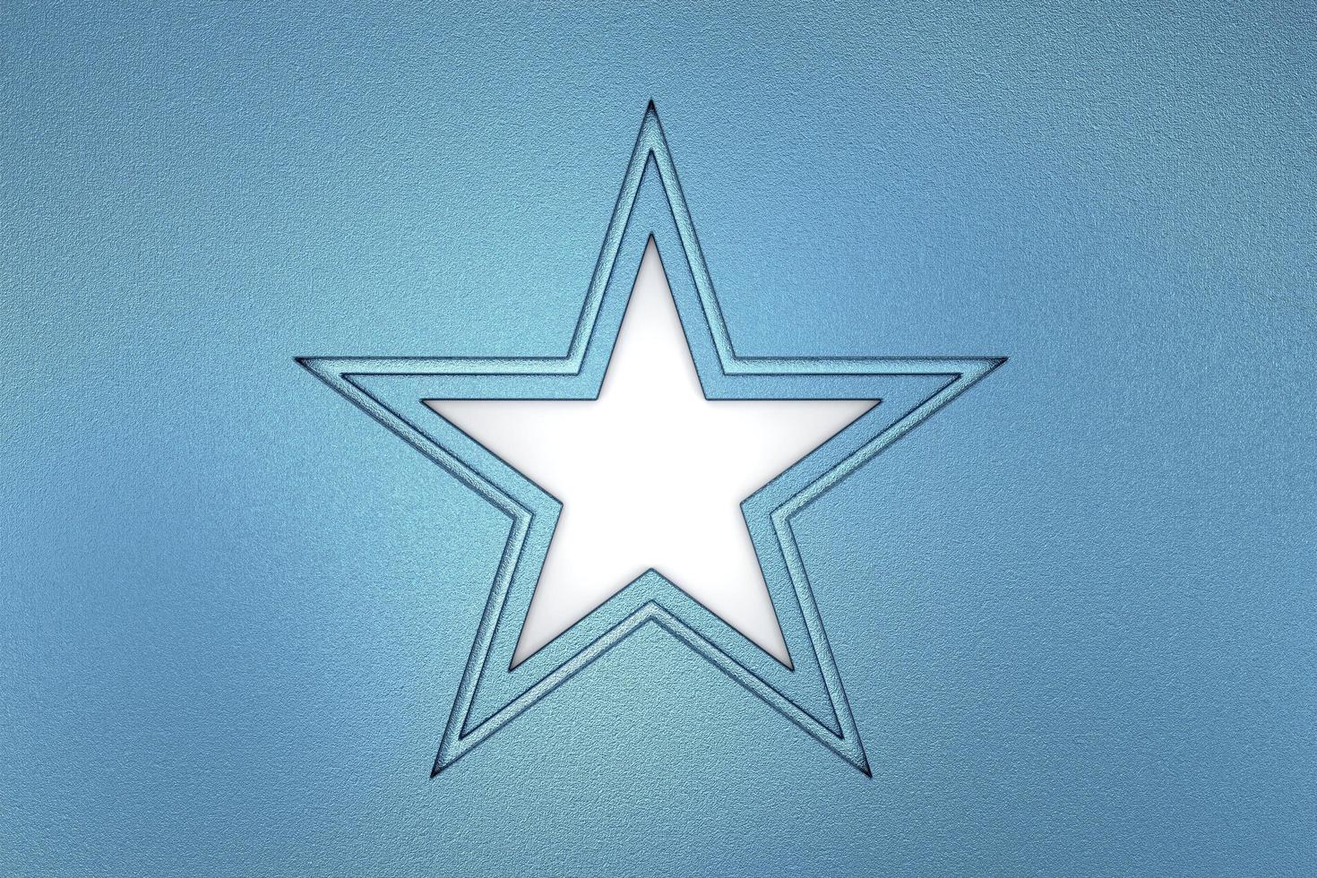 abstrakter blauer Metallwandhintergrund mit Sternform foto