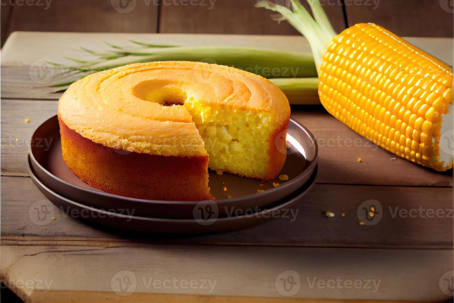 köstlicher maiskuchen auf dem tisch typischer brasilianischer kuchen foto