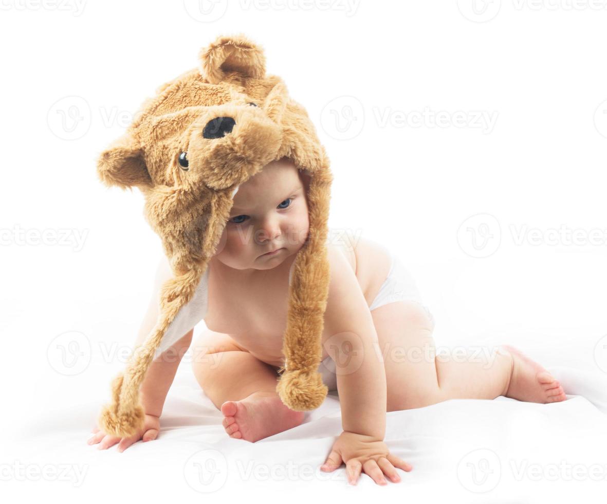 Baby in Bärenmütze foto