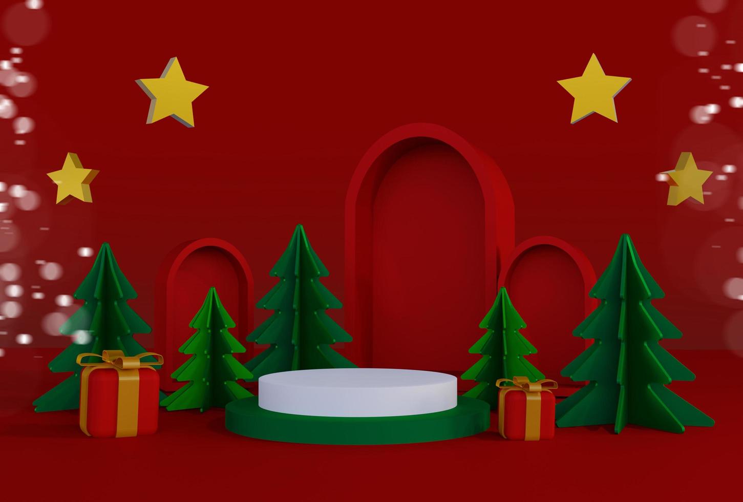 3d-illustration frohe weihnachten und ein gutes neues jahr mit 3d-leerem podium und weihnachtsschmuck foto