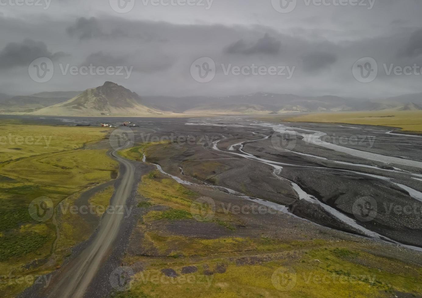 Luftaufnahme des Flussbeckens in Island foto