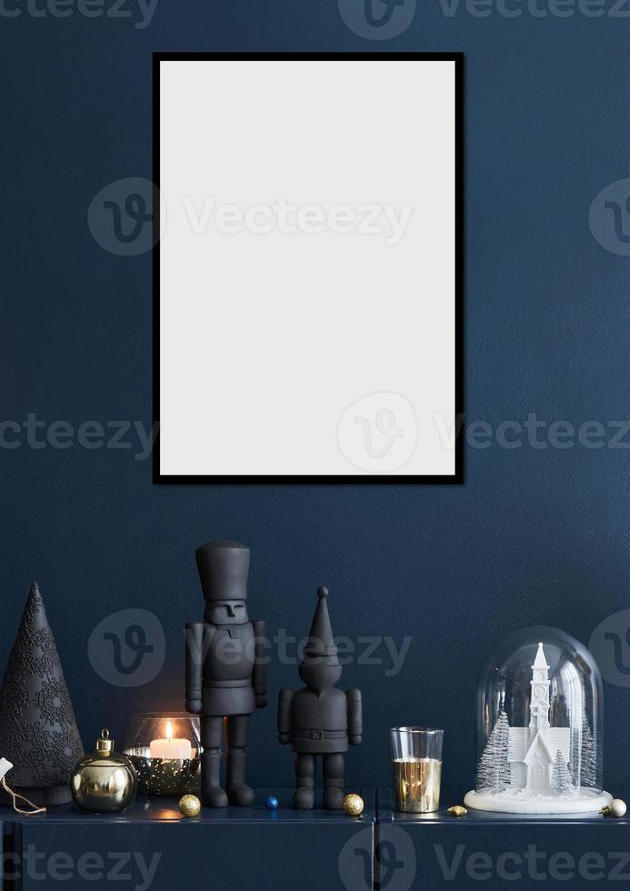 schwarzes weihnachtsinnenrahmenmodell lokalisiert auf einem transparenten hintergrund foto