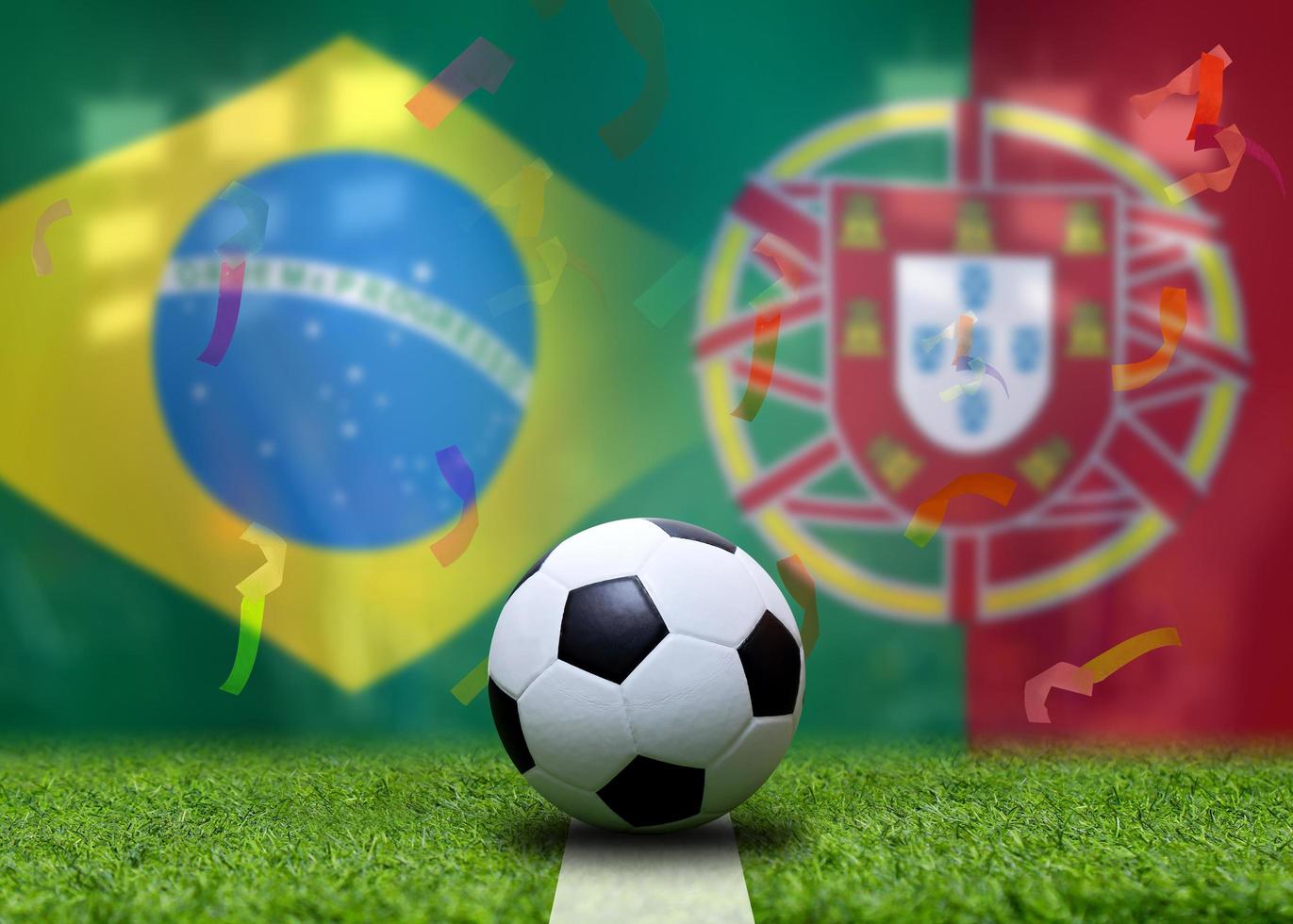 Fußballpokalwettbewerb zwischen der brasilianischen Nationalmannschaft und der portugiesischen Nationalmannschaft. foto