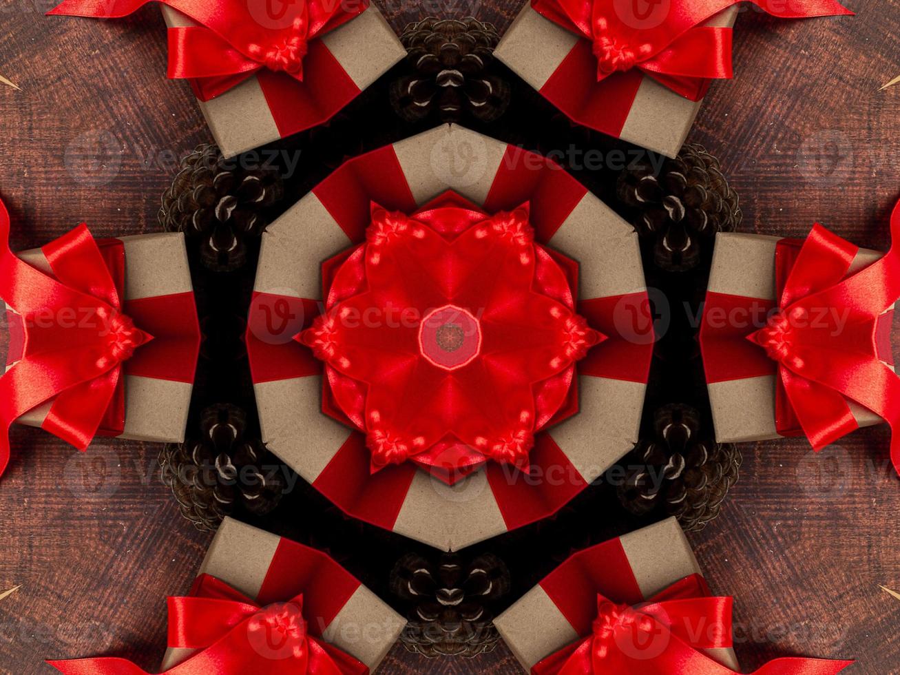 abstrakter Kaleidoskop-Hintergrund. schöne mehrfarbige Kaleidoskop-Textur. einzigartiges Kaleidoskop-Design. mit roten und braunen Grundfarben foto