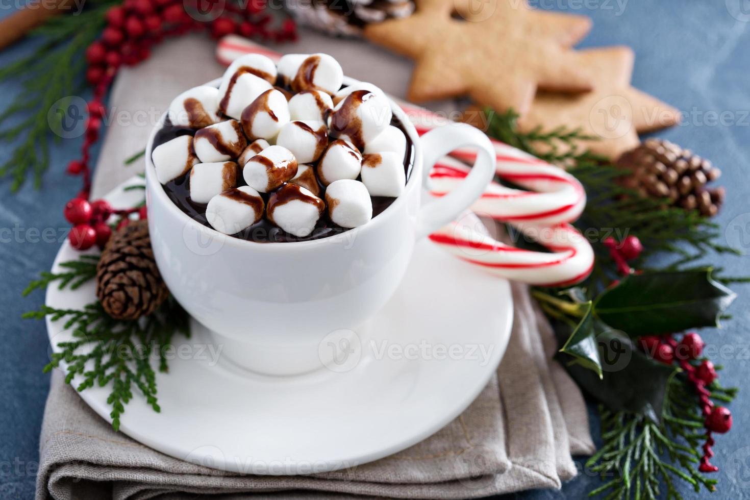 weihnachts-heiße schokolade mit verzierungen foto