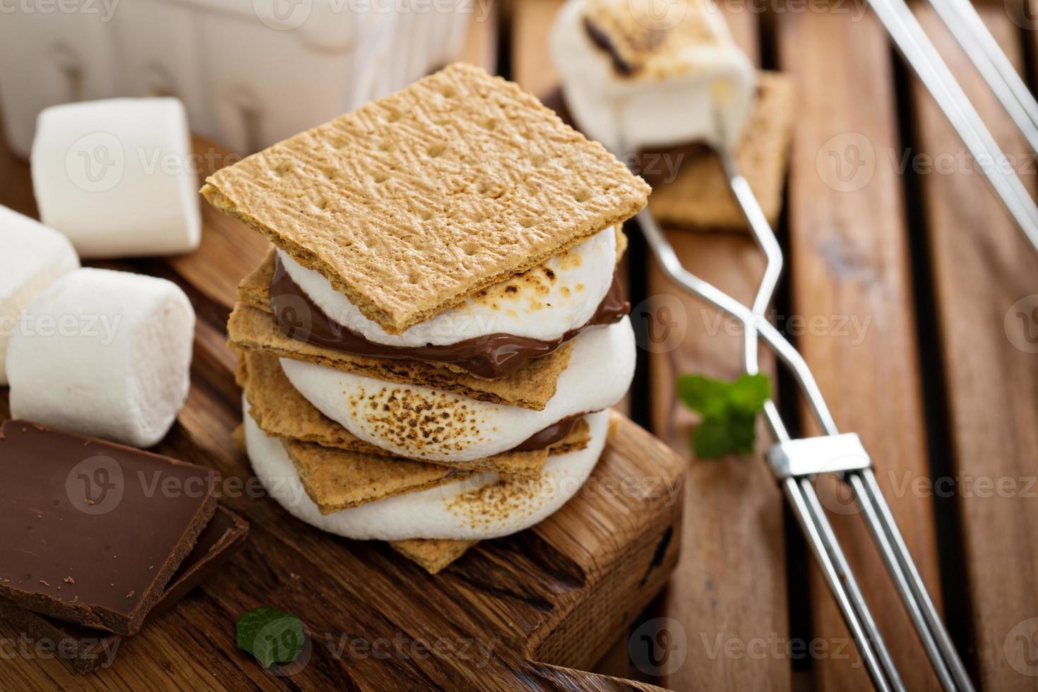 Picknick-Dessert mit Marshmallows foto