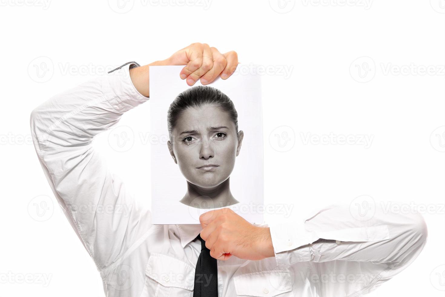 Geschäftsmann mit weiblichem Kopf foto