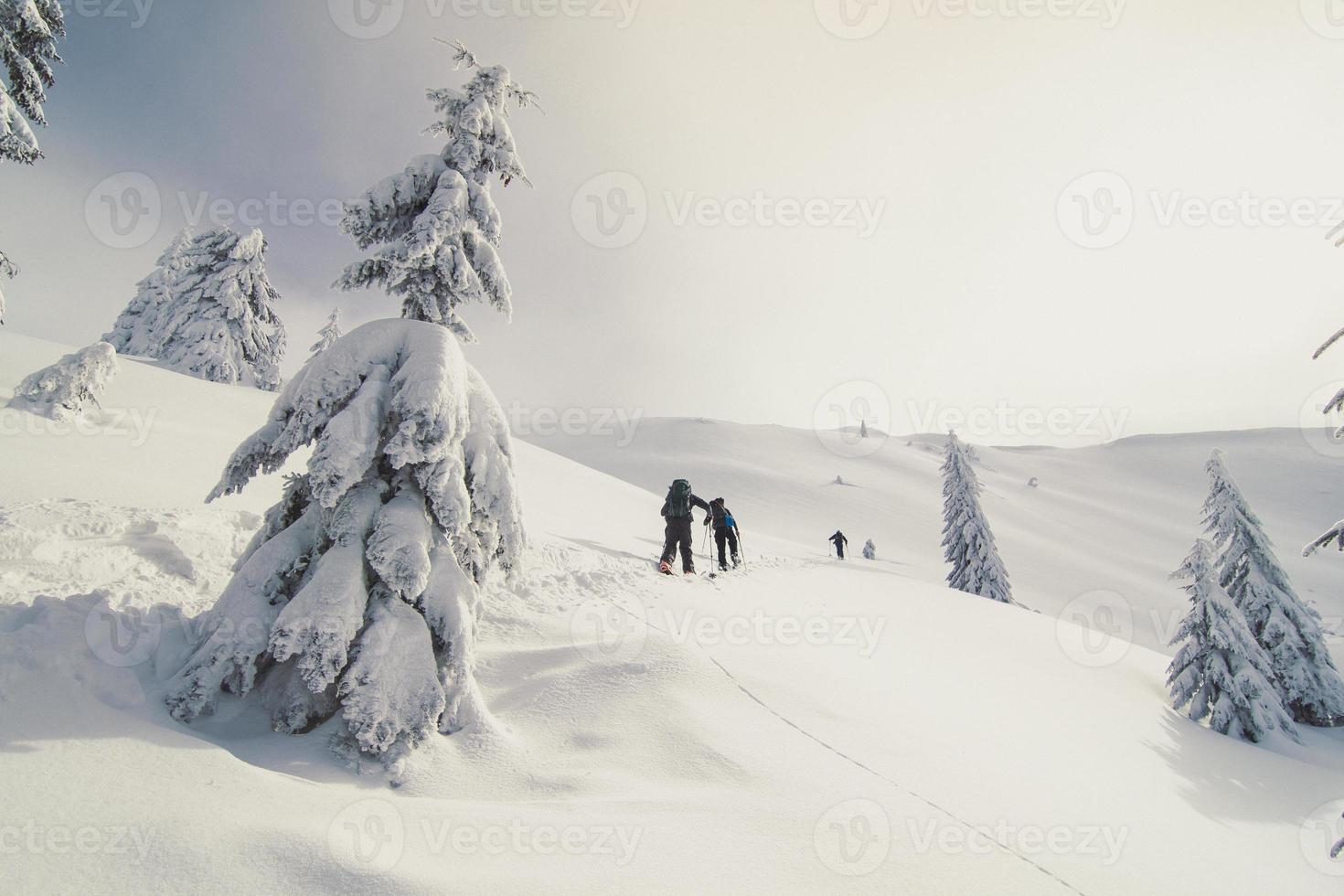 Berghänge mit Skifahrer-Landschaftsfoto foto