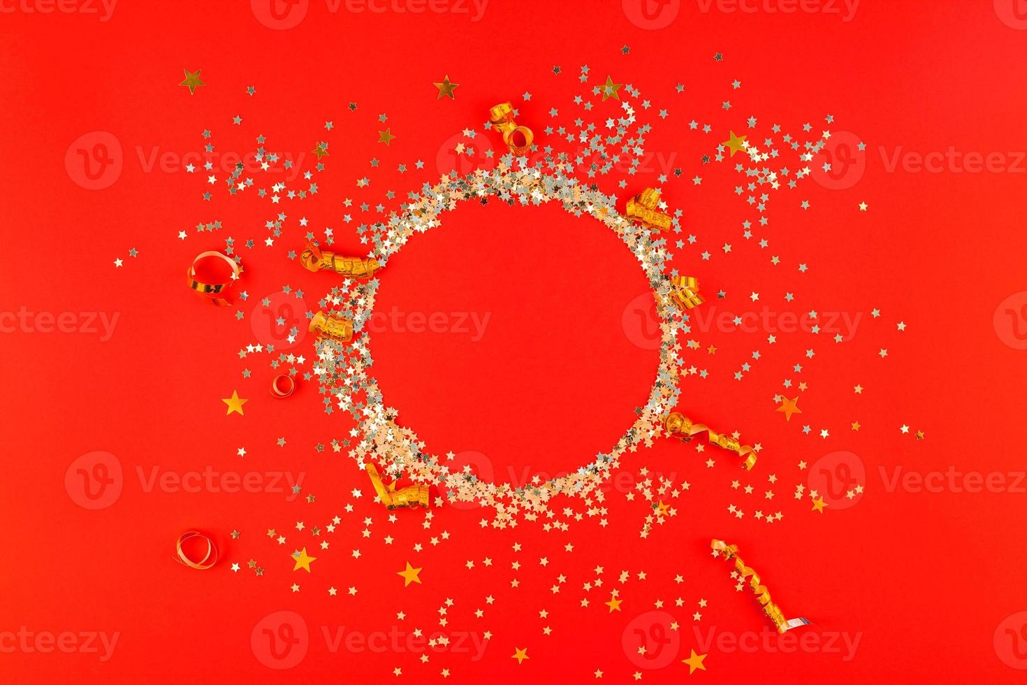 weihnachten goldener runder glitzerrahmenhintergrund foto