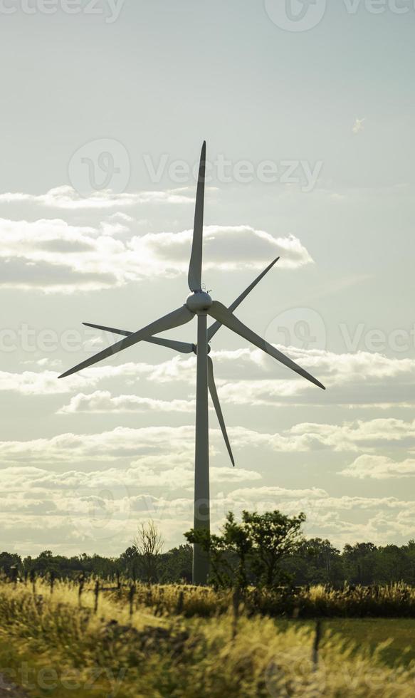 Windkraftanlagen an einem sonnigen Morgen foto