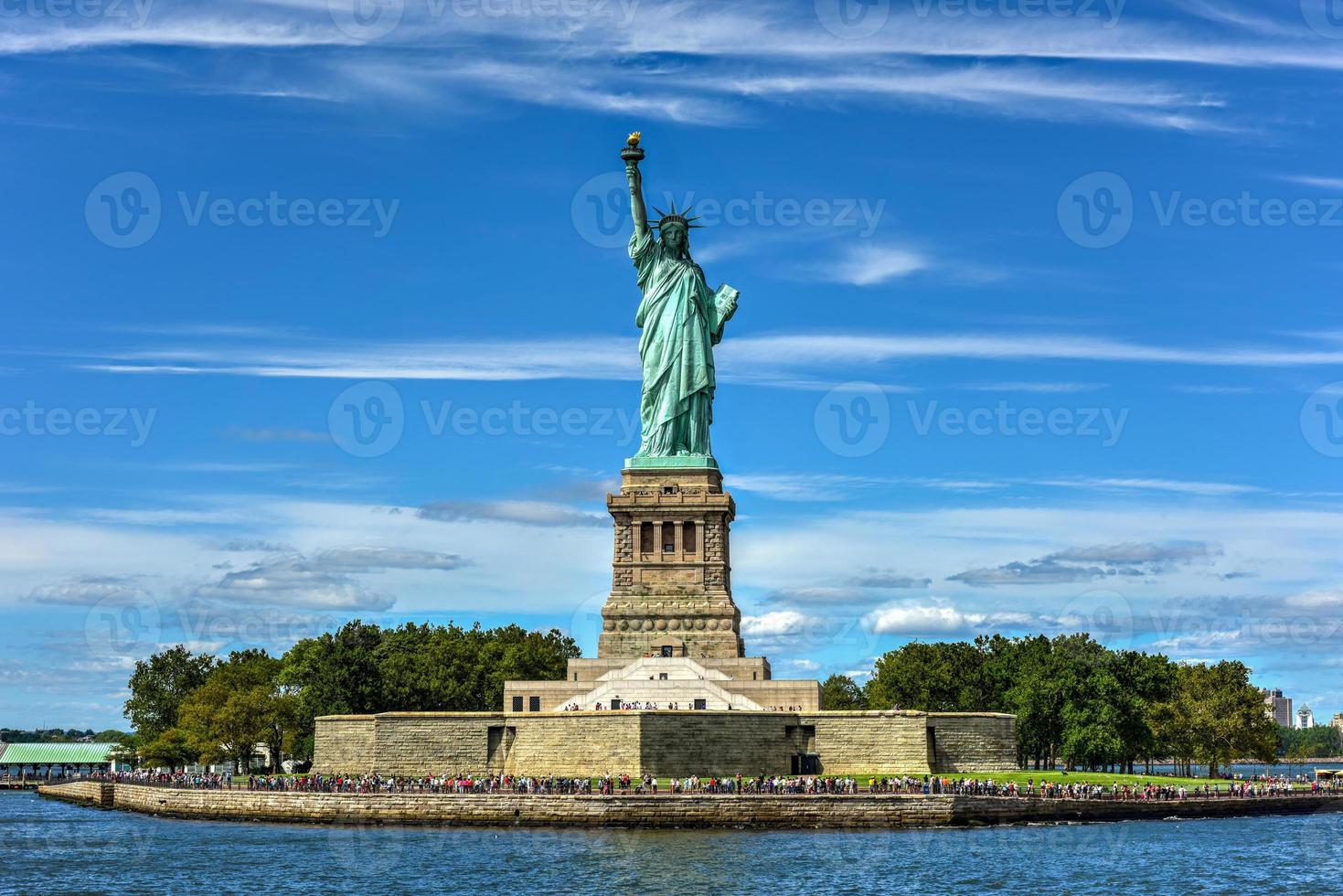 die Freiheitsstatue von Liberty Harbor. foto