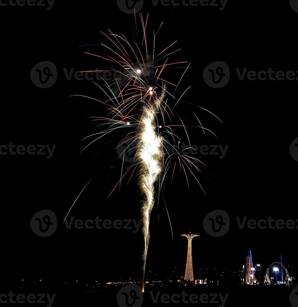 Coney Island Beach Feuerwerk foto