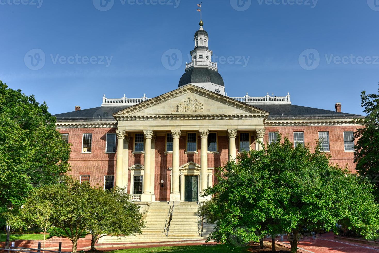 Maryland State Capital Building in Annapolis, Maryland am Sommernachmittag. Es ist das älteste State Capitol aus dem Jahr 1772, das kontinuierlich von der Gesetzgebung genutzt wird. foto