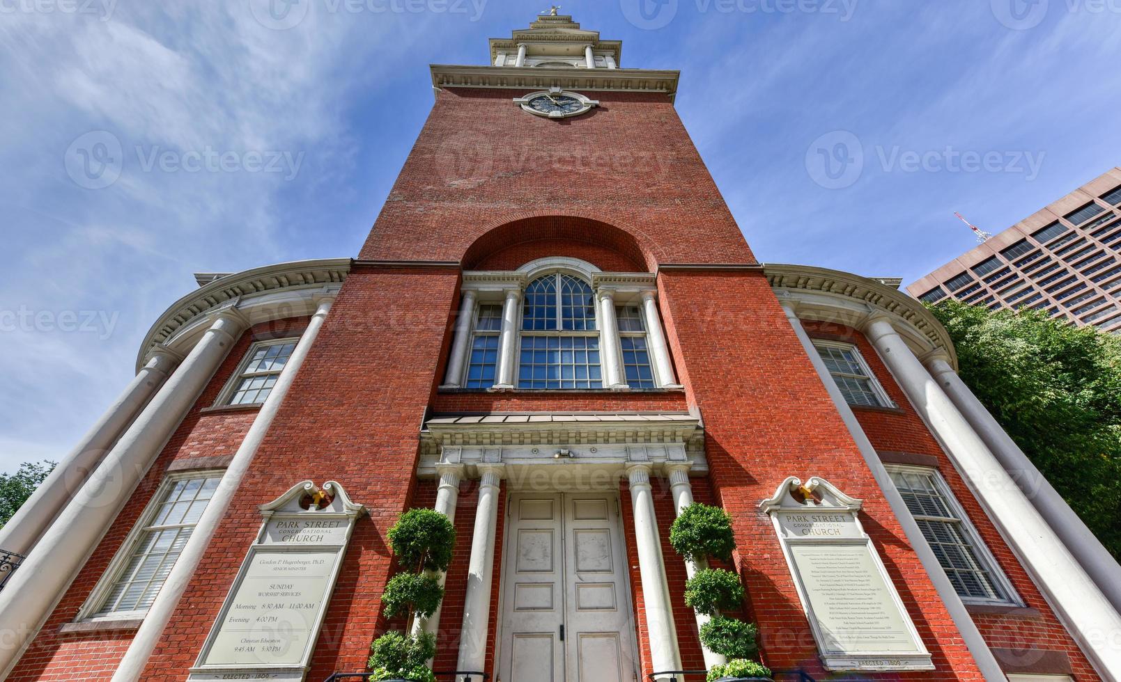 park street church in boston, massachusetts auf dem freiheitspfad. foto