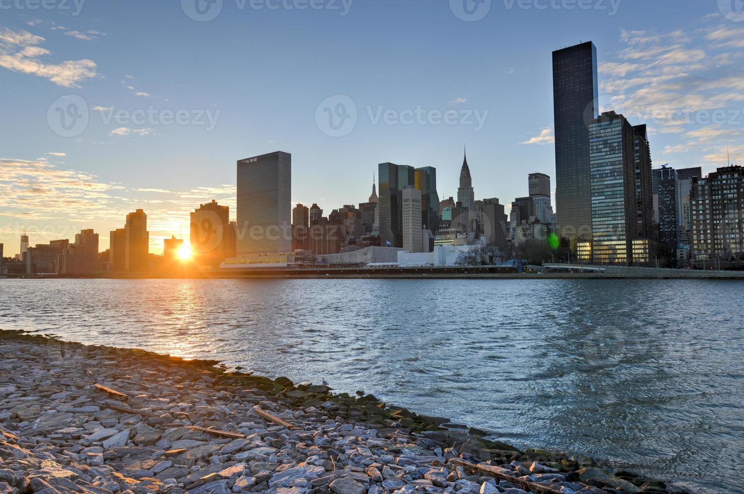 Blick auf Manhattan von Roosevelt Island foto